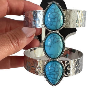 NWT G by Gennaro Silver Cuff Bracelet Turquoise Stone Accents